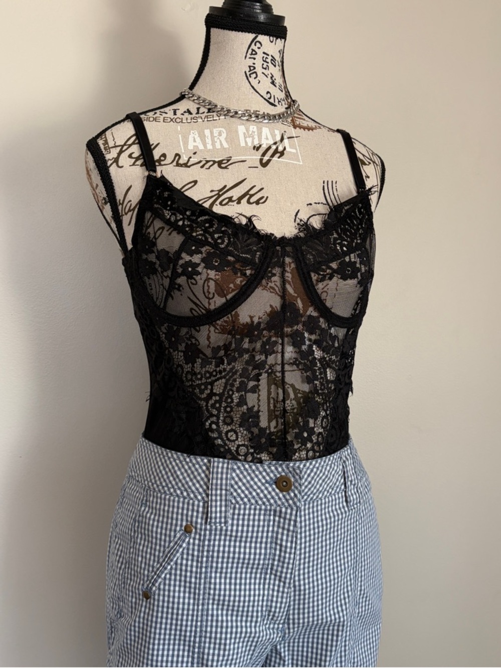 Blashe black lace semi sheer lingerie bodysuit NWT - Picture 4 of 12